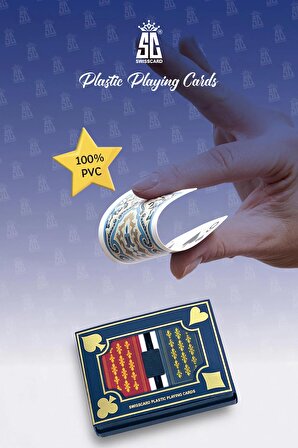 SWISSCARD Plastik Oyun Kartı - Mızrap Desenli Plastik Oyun Kağıdı