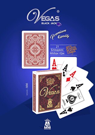 VEGAS-666 Plastik Oyun Kartı (Black Jack, 21, Var var, Poker Plastik Oyun Kağıdı) Tek deste