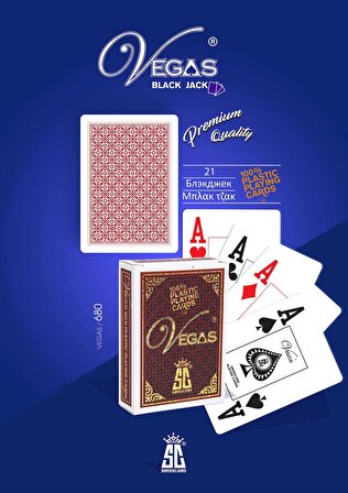 VEGAS-680 Plastik Oyun Kartı (Black Jack, 21, Var var, Poker Plastik Oyun Kağıdı) Tek deste