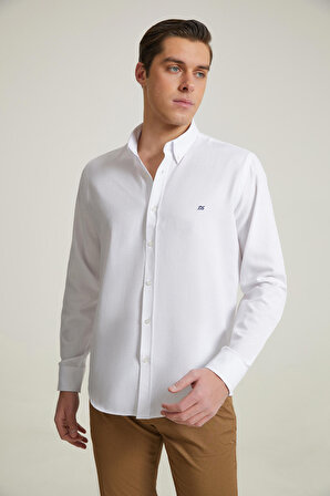 Ds Damat Slim Fit Beyaz Oxford Gömlek 4HC02ORT03265