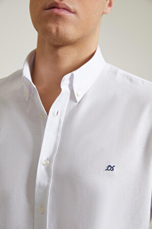 Ds Damat Slim Fit Beyaz Oxford Gömlek 4HC02ORT03265
