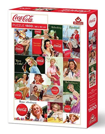 Art Puzzle Coca - Cola Vintage Kızları Kolaj 15+ Yaş Küçük Boy Puzzle 1500 Parça