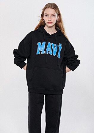 Mavi Logo Baskılı Siyah Sweatshirt 1600361-900