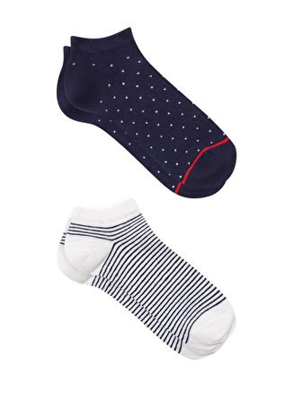 2li Lacivert Beyaz Patik Çorap Seti 198204-900