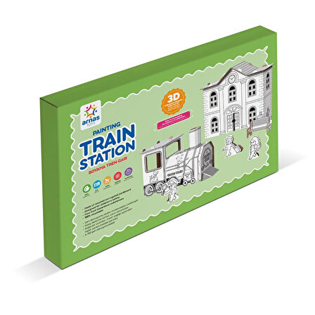 Arnas Toys 5104 Train Station 3D Maket Karton Boyama Tren Garı