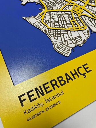 Dalyan Fenerbahçe Taraftarı için Özel Tasarım 3D Ahşap Dekor 45x58cm