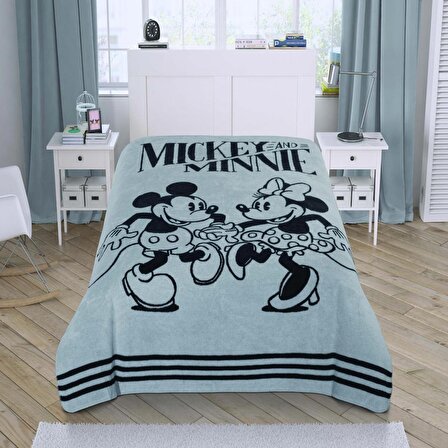 NONAME Pamuklu Mickey Mouse 100x120 cm Bebek Battaniyesi Gri-Siyah