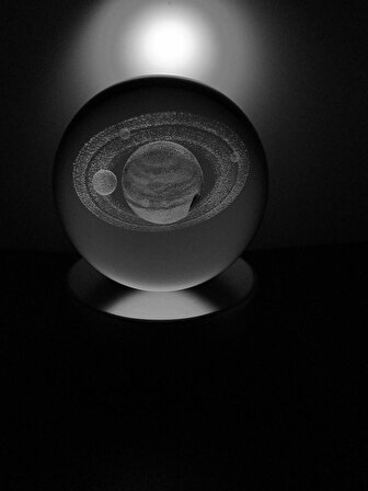 3D Satürn Işıklı Cam Küre