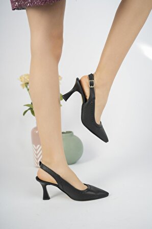 Muggo Matiz Garantili Kadın Arkası Açık Klasik Günlük Tarz Şık ve Rahat Topuklu Ayakkabı