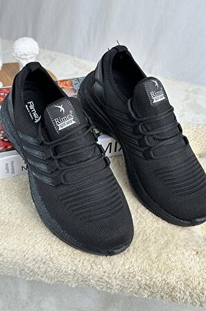 Muggo Montag Garantili Günlük Ortopedik Kaymaz Taban Bağcıklı Çizgili Erkek Sneaker Spor Ayakkabı