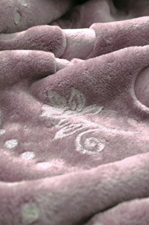 Merinos Halı Pırıltı Çift Kişilik Emboss Battaniye Pudra 220 x 240 cm