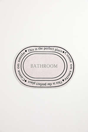 Dijital Baskı Bathroom Yazılı Oval Yıkanabilir Kaydırmaz Paspas