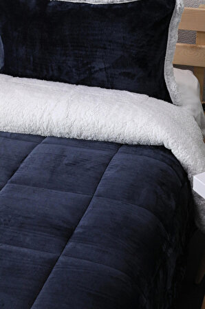 Favora Comforter Çift Kişilik Polar Battaniye Lacivert 220 x 240 cm Set