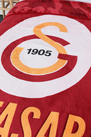Taç Lisanslı Galatasaray Fanatik Tek Kişilik Battaniye - Sarı - Kırmızı