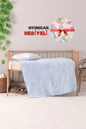 Favora Polyester Kabartmalı 95x120 cm Bebek Battaniyesi Mavi