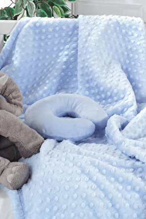 Aksu İpeksoft Boyunluk Hediyeli Tomurcuk Bebek Battaniyesi - Mavi