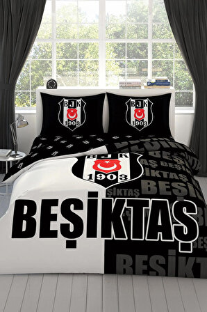 Taç Lisanslı Beşiktaş Parçalı Logo Çift Kişilik Nevresim Takımı