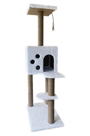 Kedi Tırmalama Platformu Oyun Evi Tırmanma Tahtası Beyaz
