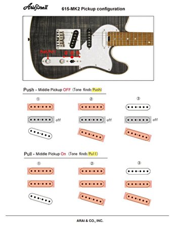 Aria Pro II 615MK2-BKDM Nashville Elektro Gitar