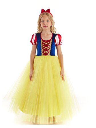 Pamuk Prenses Kostümü  Taç Hediyeli - Kız Çocuk Parti ve Doğumgünü Elbiseleri