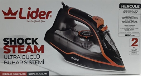 Lider LB-86 Shock Steam Ultra Güçlü Buhar Sistemli Ütü Damlatma önleme Dikey ütüleme 2200 W self clenıng