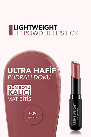 Ultra Hafif Mat Ruj (BUZLU ANTİK PEMBE) - Lightweight Lip Powder - 009 Fall Rose - 8682536061803