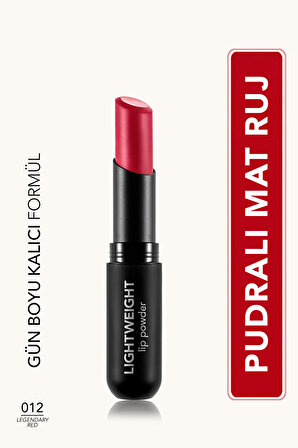 Ultra Hafif Mat Ruj (CANLI KIRMIZI) - Lightweight Lip Powder - 012 Legendary Red - 8682536061865