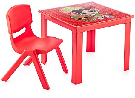 LoL Çocuk Masa Sandalye Takımı Kırmızı H40 1-3 Yaş İçin