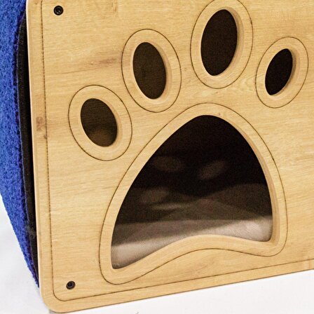 Woofy Pet Furniture Su Geçirmez Tek Katlı Pencereli Kedi Evi Lacivert 