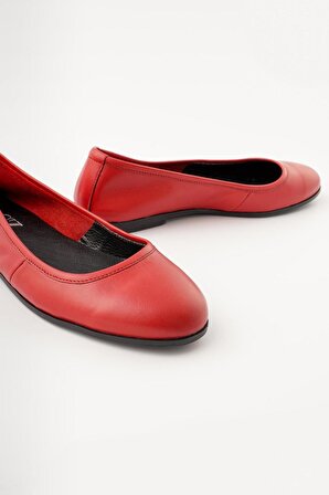 Hakiki Deri Kadın Babet Düz Balerin Model Rahat Günlük Ayakkabı