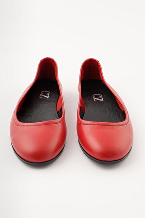 Hakiki Deri Kadın Babet Düz Balerin Model Rahat Günlük Ayakkabı