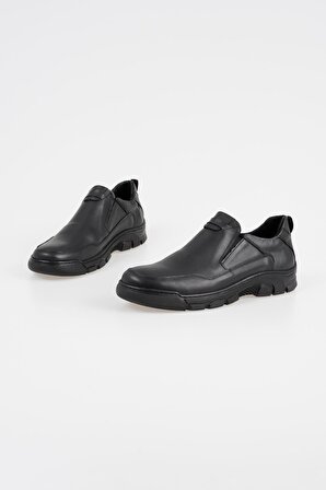 Hakiki Deri Erkek Günlük Ayakkabı Bağcıksız Kalın Tabanlı Düz Model Ayakkabı