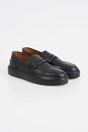 Hakiki Deri Erkek Loafer Model Kalın Tabanlı Rahat Ayakkabı