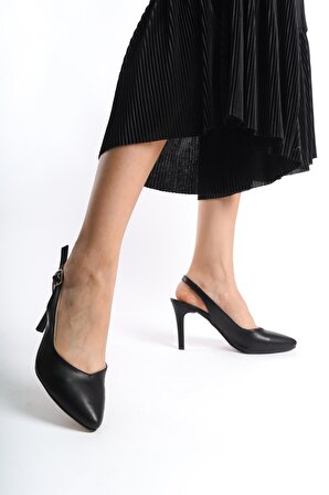 Kadın Sivri Burun Sivri Topuk Arkası Açık Bilekten Bağlamalı Stiletto