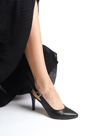Kadın Sivri Burun Sivri Topuk Arkası Açık Bilekten Bağlamalı Stiletto