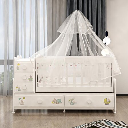 Melina Ayıcıklı Bebek Odası Takımı - Yatak ve Uyku Seti Kombinli-UYKU SETİ-KREM