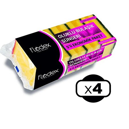 FLODEX Oluklu Bulaşık Süngeri 5’li x 4 Paket