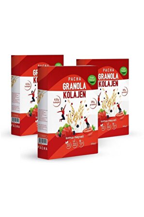Nola Doğal Kolajen Ve Proteinli Granola | Kırmızı Meyveli | 3’lü Paket (3 X 300G)