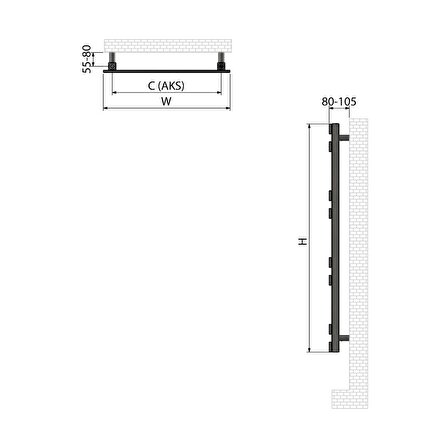 900x500mm Zenith Paslanmaz Çelik Frost Simli Beyaz Havlupan