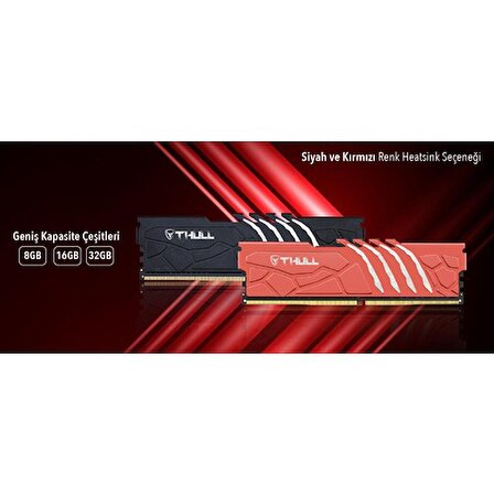 Thull Vortex 32GB 3200MHZ CL16 1.35V Black Heatsınk Ddr4 Ram THL-PCVTX25600D4-32G-B