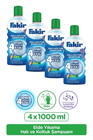 Fakir Nano Teknoloji ile Lavantalı Elde Yıkama Halı ve Koltuk Şampuanı 1000ml x 4 Adet