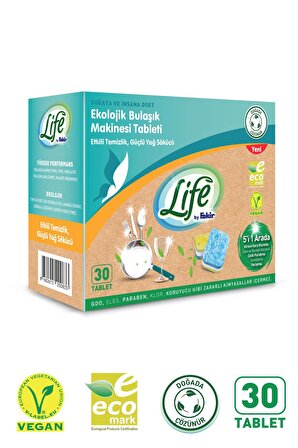 Life By Fakir Ekolojik Vegan Bulaşık Deterjanı Tableti 30 lu x 2 Adet