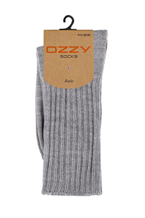 Kışlık Kadın Yünlü Gri Renk Uyku Çorabı Soft Touch