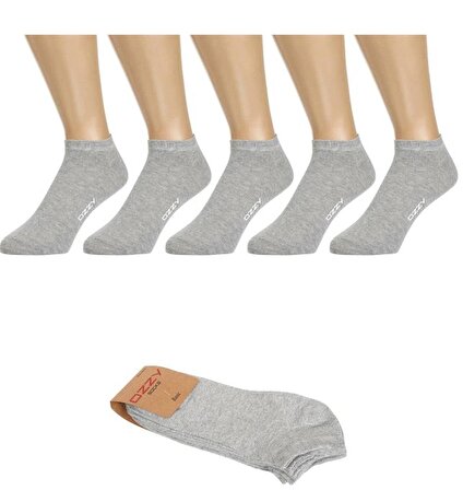 5 Çift Dikişsiz Pamuklu Gri Erkek Patik Çorap Yazlık Dayanıklı Topuk Ve Burun