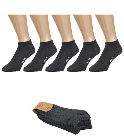 5 Çift Dikişsiz Pamuklu Antrasit Erkek Patik Çorap Yazlık Dayanıklı Topuk Ve Burun