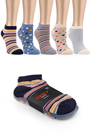 5 Çift Eğlenceli Desenler Kadın Patik Çorap OZZYP003