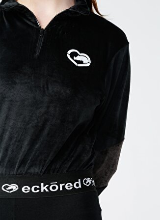 Ecko Unlimited SARA Siyah Kadife Fermuarlı Kadın Sweatshirt