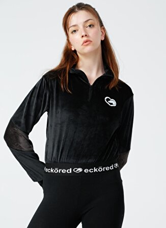 Ecko Unlimited SARA Siyah Kadife Fermuarlı Kadın Sweatshirt