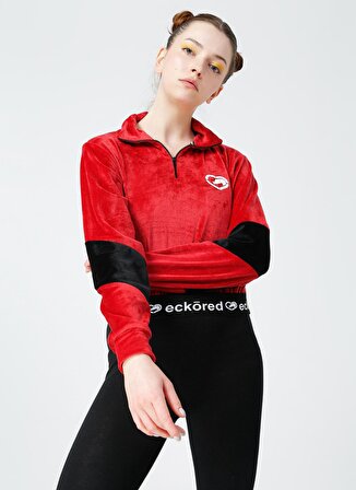 Ecko Unlimited SARA Kırmızı Kadife Fermuarlı Kadın Sweatshirt