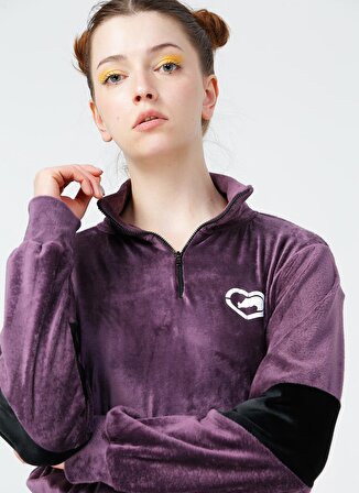 Ecko Unlimited SARA Mor Kadife Fermuarlı Kadın Sweatshirt